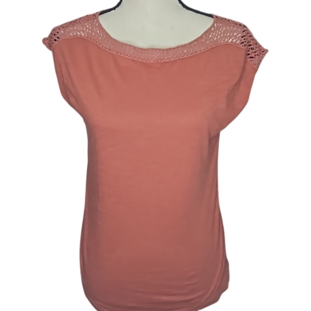 LOFT Coral Lace Blouse